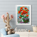 Full Cross Stitch 11CT DIY Red Flower Printed Embroidery Home Hanging Decoration