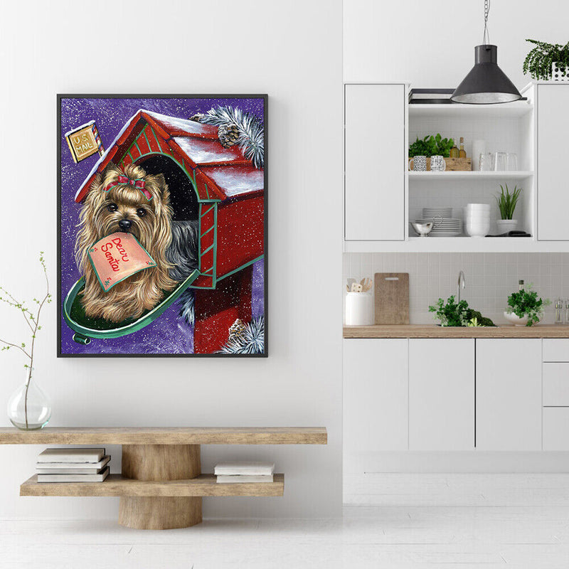 Full Drill Mosaic Craft Picture DIY Snow Dog Rhinestone Diamond Painting Poster