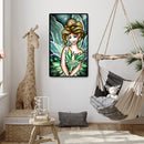 5D Diamond Painting Cartoon Green Girl Full Round Rhinestone DIY Home Decor
