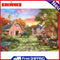 Painting By Numbers DIY Village Scenery Hand Painted Canvas Oil Art Picture Kit