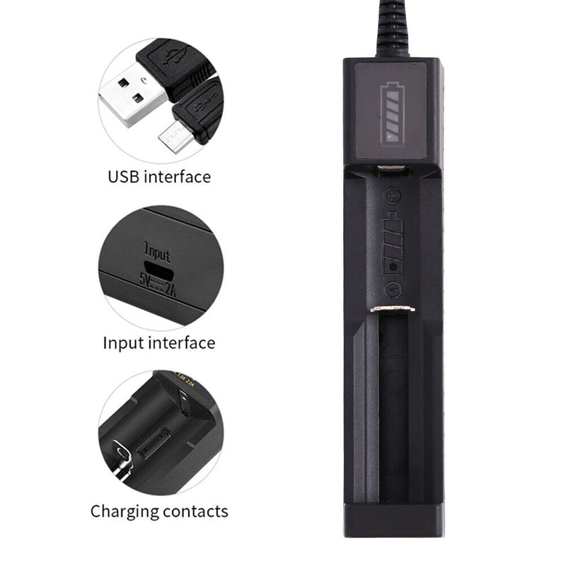 USB Battery Charger 1 Slot Charging Adapter for 18650 21700 22650 16340 Newly