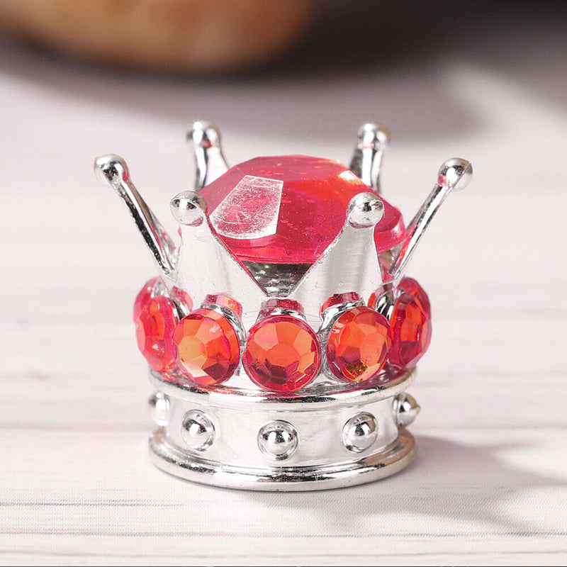 4pcs Car Rhinestone Crown Wheel Tire Valve Caps Auto Dust Air Cover (Red) Newly
