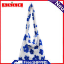 Retro Women Winter Flower Print Plush Large Capacity Dead Shoulder Shopping Bags