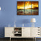 Canvas Paint By Numbers Seaside Sunset 3 Panel Oil Hand Painted Home Drawing Kit