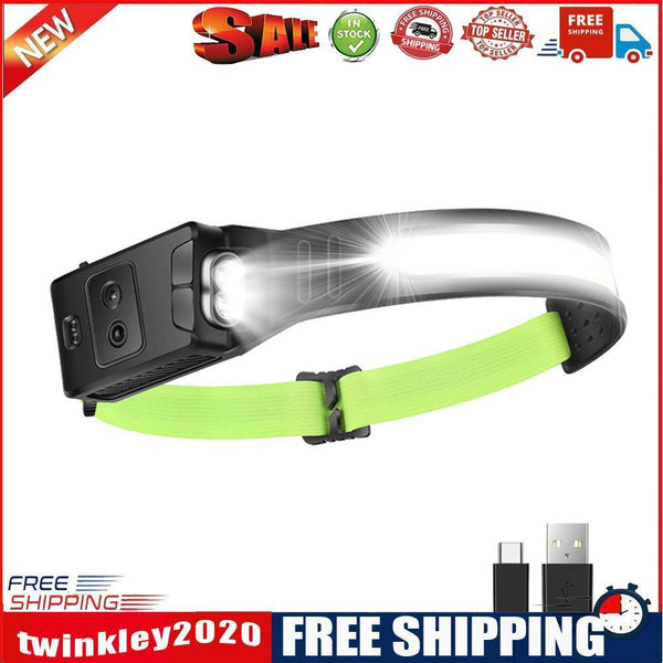 COB LED Headlamp Sensor Headlight with Built-in Battery Rechargeable (1pc)