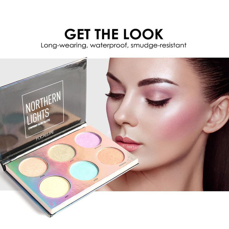6 Colors Shimmer Glow Palette Face Makeup Bronzer Highlighter Blush Powder