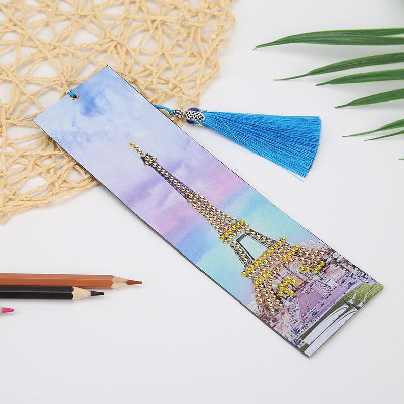 DIY Tower Special Shaped Diamond Painting Leather Tassel Bookmark Crafts Newly