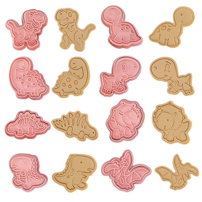 Cookie Cutter 8pcs Embossed Pastry Cutters Fondant Cookie Mold - Dinosaur