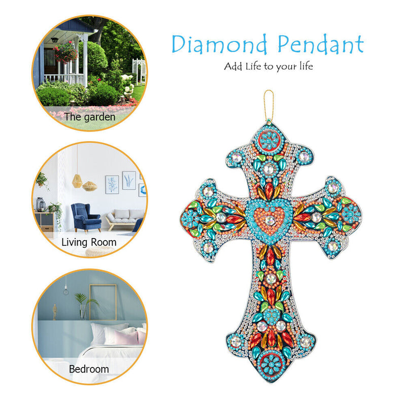 DIY Diamond Painting Cross Pendant Mosaic Hanging Wall Home Decorations Gifts