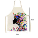 Flower Girl Print Kitchen Linen Apron Waterproof Home Chefs Bibs (82x68cm)