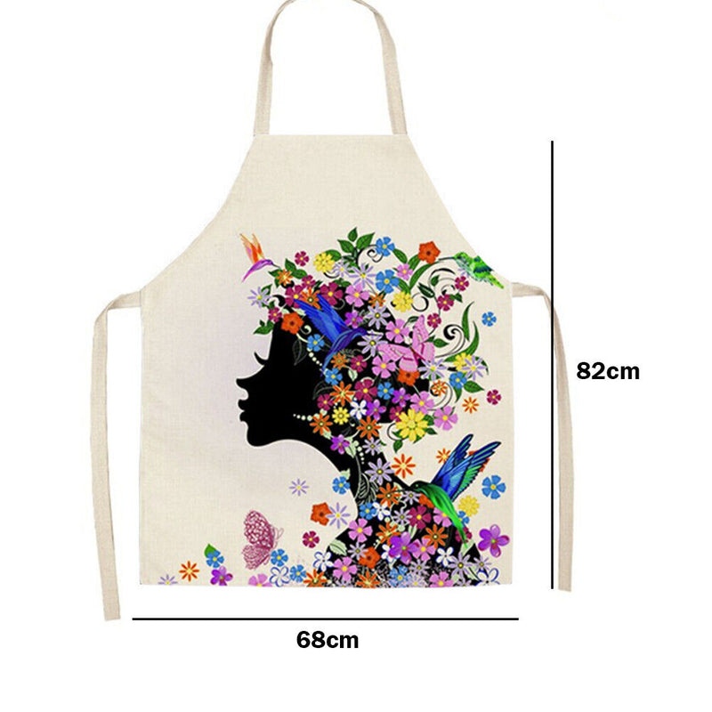 Flower Girl Print Kitchen Linen Apron Waterproof Home Chefs Bibs (82x68cm)