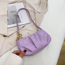 Fashion Women Chain Pleated Underarm Bag Ladies Solid Color Mini Handbag Purse