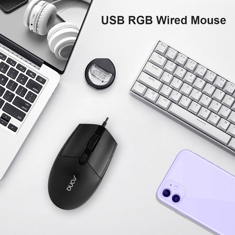 USB RGB DPI Adjustable Wired Mouse Home Office Smooth Gaming Business Mouse Kit