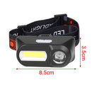 Hiking Fishing Lighting Head Lamp USB Rechargeable COB LED Glare Headlight