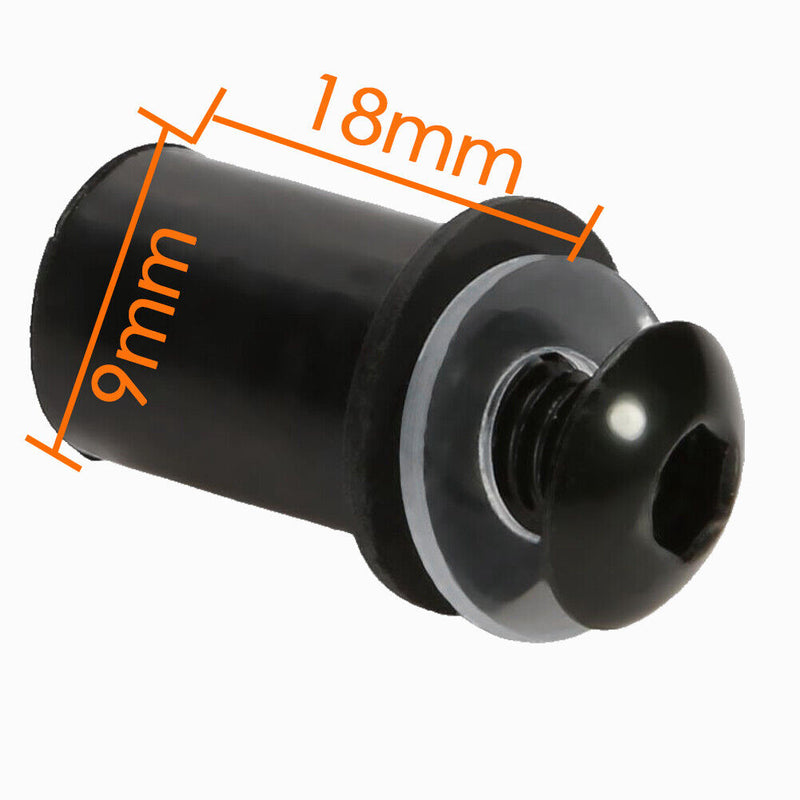 10pcs 5mm/0.20in Motorcycle Windscreen Windshield Bolt Screw Kit (Black)