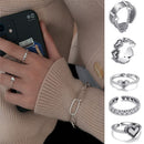 Finger Rings Hand Decoration Adjustable Hollow Out Ring Heart Shape Open Ring