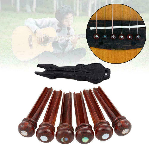 1 Set Acoustic Guitar Wood Bridge Pins Inlaid with T5E3 H3R8 Dot Abalone F8V4