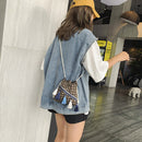 Woolen Shoulder Bag Ethnic Woven Bucket Tassel Crossbody Handbag (Black)
