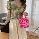 Fashion Pink Leopard Print Canvas Shoulder Bag Women Large Capacity Dead Handbag