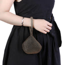 Women Metal Evening Clutch Bags Fashion Rhinestone Purse Handbag (Black)