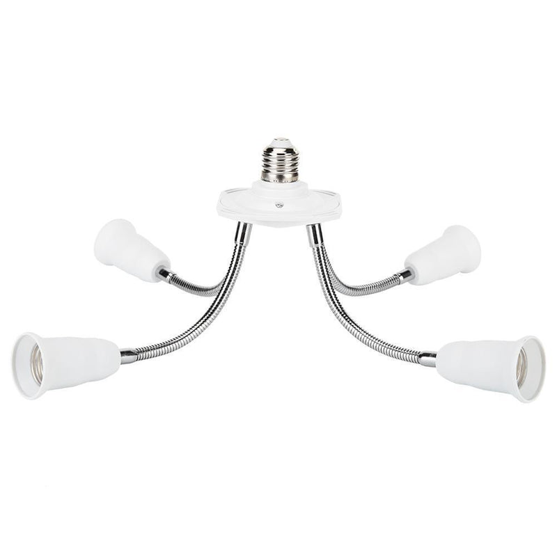White E27 Lamp Base Adjustable Rotary LED Light Bulb Socket Holder (4-head)