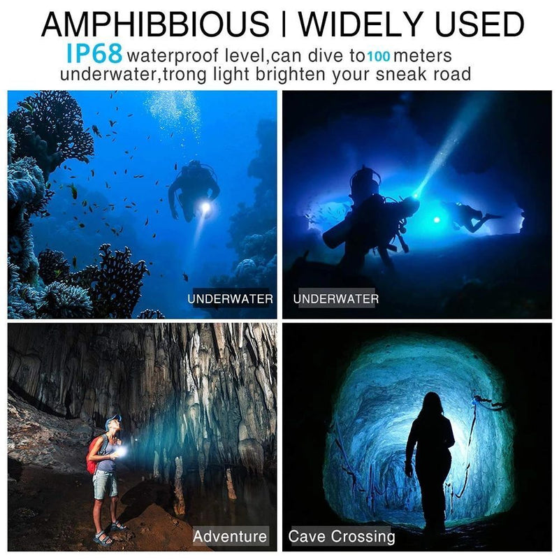 Diving Flashlight Scuba Dive Lamp Underwater Torch Snorkeling Accessories