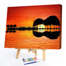 Canvas Painted Oil Paint By Numbers Guitar Scenery DIY Home Wall Art Decor