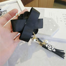 Leather Tassel Car Key Ring Camellia Bag Pendant Keychain For Women|Girls