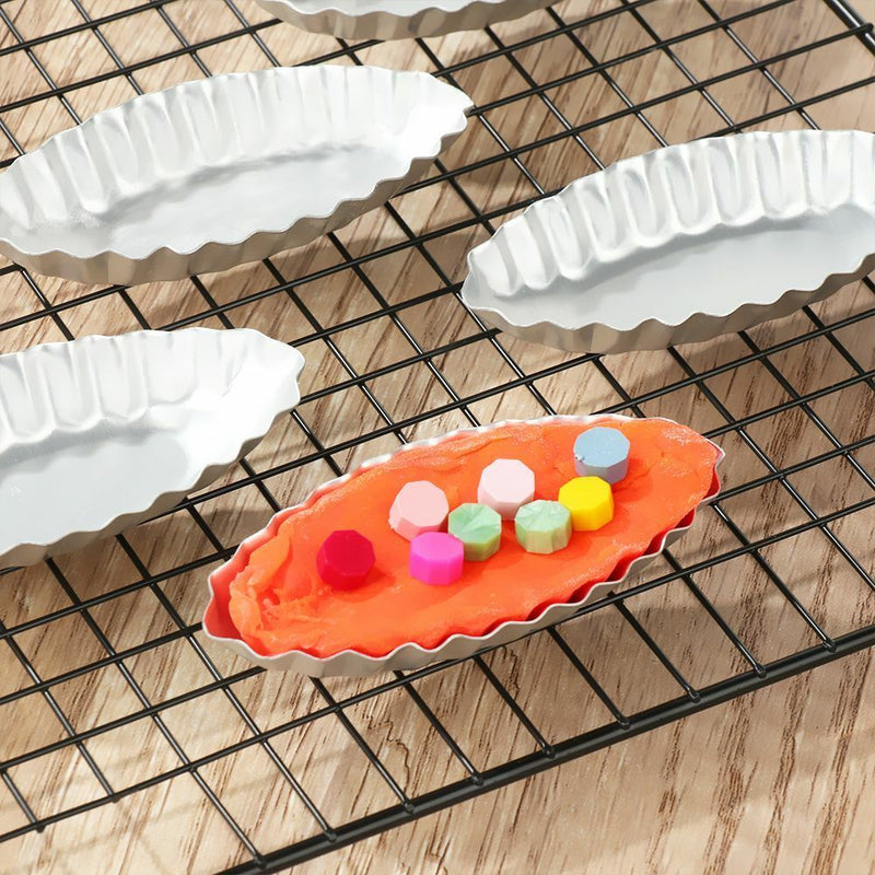 DIY Pastry Tool Aluminum Boat Shape Baking Mould Pudding Holder Egg Tart Molds
