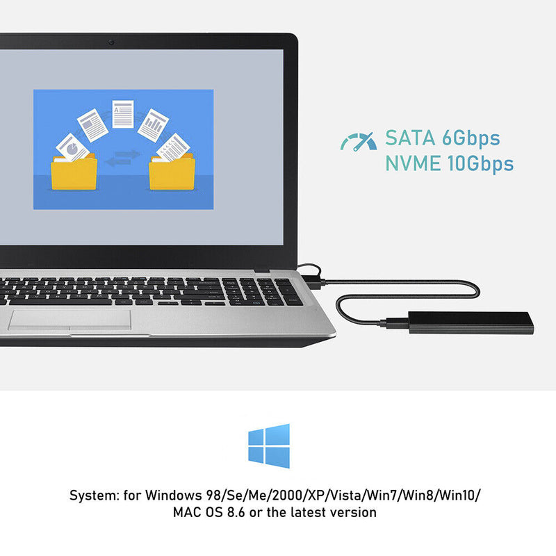 M.2 SSD to USB 3.1 Enclosure M.2 NVME PCIE/NGFF SATA NVME Adapter (Black)