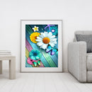 Oil Paint by Numbers Flower Butterfly Canvas Artwork Living Room Picture Decor