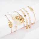 6pcs European Pineapple Slice Bracelet Boho Tassel Shell Bangles Women Jewelry
