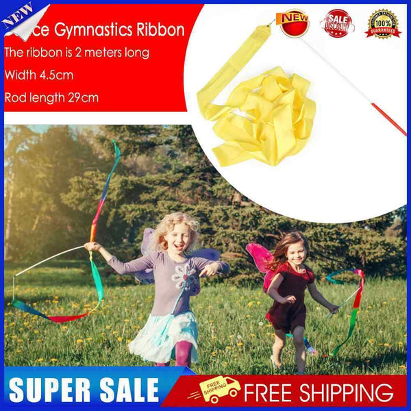 #A 2m Gym Dance Ribbons Training Ballet Streamer Twirling Rod Gymnastics for Kid