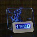 Blue LED Fluorescent Digital Alarm Clock w/ Message Board USB 4 Port Hub