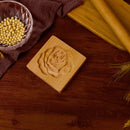 Wooden Cookie Mold Flower Pine Cone Shape Carved Handmade Stamps for DIY Muff