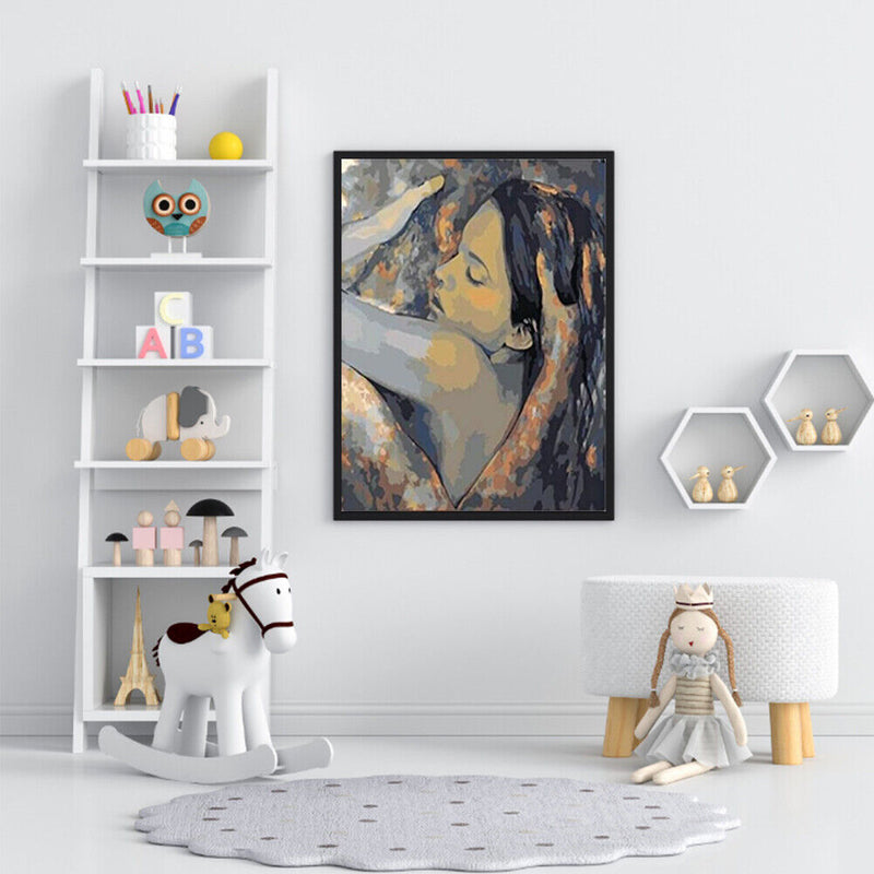 Frameless Oil Paint By Numbers Hugging Couple DIY Canvas Picture Craft Kit