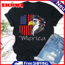 Independence Day Print Eagle Tea T-Shirt (Black M)