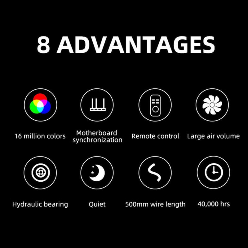 COOLMOON 12cm RGB Small 6 Pin Quiet Desktop PC Case Cooling Fan (1 Fan)