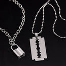 Party Jewelry Women Men Chain Necklace Key Lock Pendant Collar Punk Choker