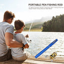 Portable Telescopic Mini Fishing Pole Pen Shape Fishing Rod w/ Reel (Blue) Newly