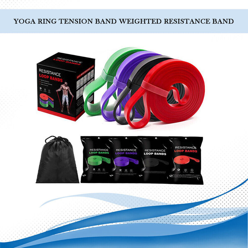 Elastic Resistance Band Exercise Expander Gym Fitness Strength Belt (4pcs) Newly