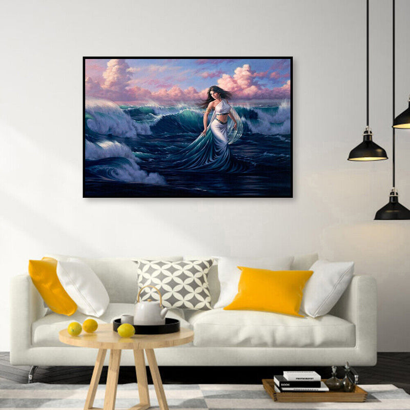 Chasing Sea Girl Oil Paint By Numbers Kit DIY Acrylic Painting Wall Art Pic