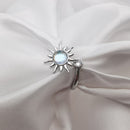 Anti Stress Rings Adjustable Opening Rotatable Jewelry Sun Flower (White) Newly