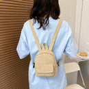 Women Mini Backpack Corduroy Girls Bookbags Retro Travel Rucksack (Khaki)
