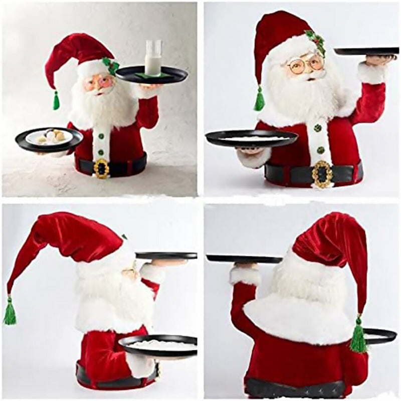 Christmas Treats Holder - Candy Service Plate & Xmas Snowman Statue Figurin