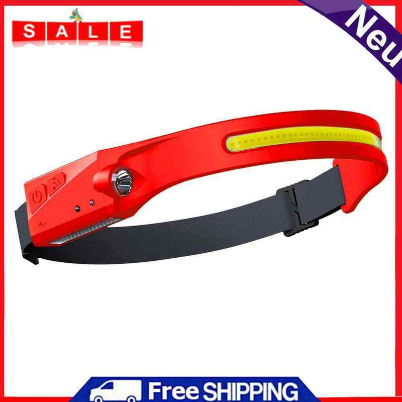 COB LED Headlamp Sensor Rechargeable Outdoor Work Light (Red)