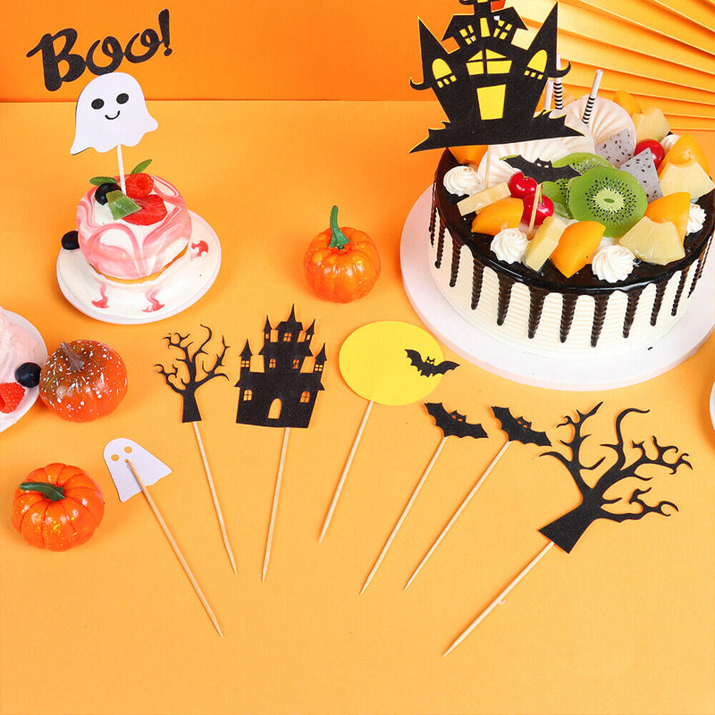 Witch Pattern Halloween Style Cupcake Decor Baking Decoration Cake Topper Set
