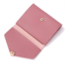 Women Simple Trifold PU Leather Wallet Solid Color Card Holder (Wine Red)