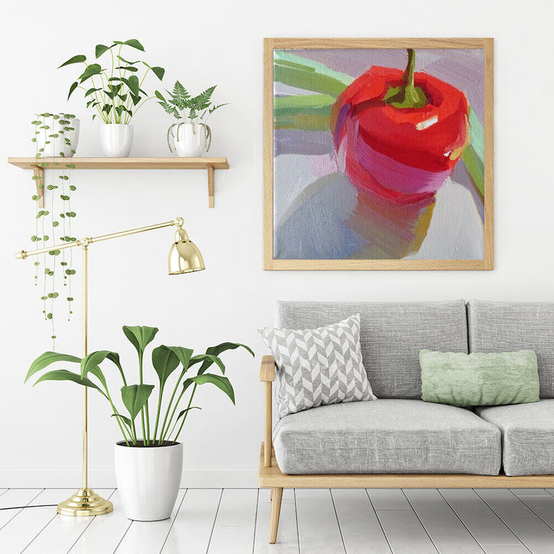 Oil Paint by Numbers Pepper Flower Canvas Artwork Living Room Picture Decoration