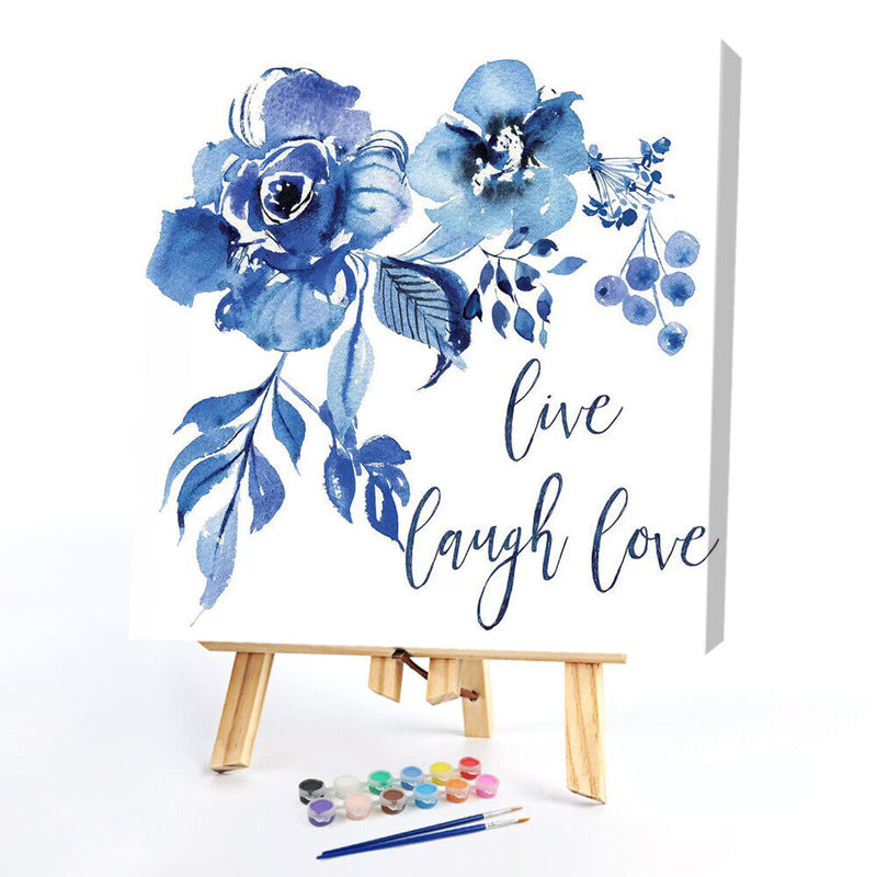 Ink Blue Rose Oil Paint By Numbers DIY Drawing Picture Kit for Adults Home Decor